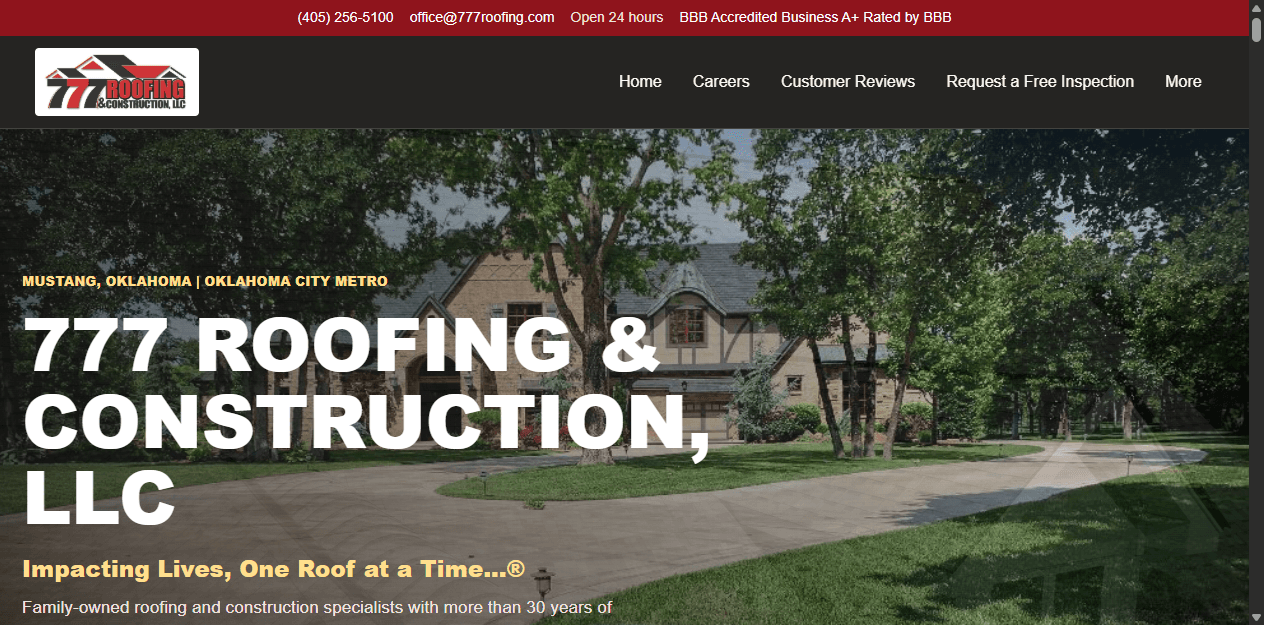 777 Roofing website screenshot