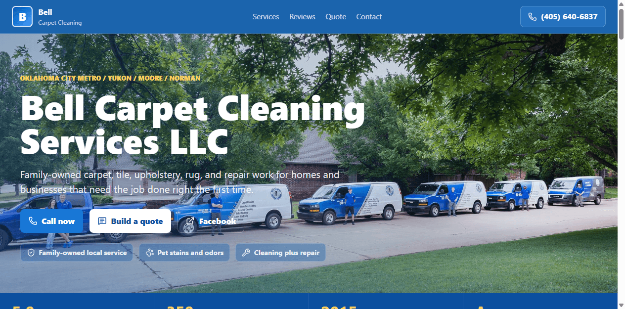 Bell Carpet Cleaning website screenshot
