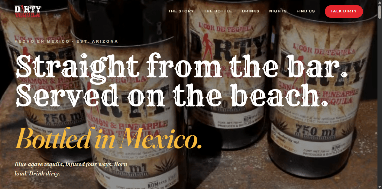Dirty Tequila website screenshot