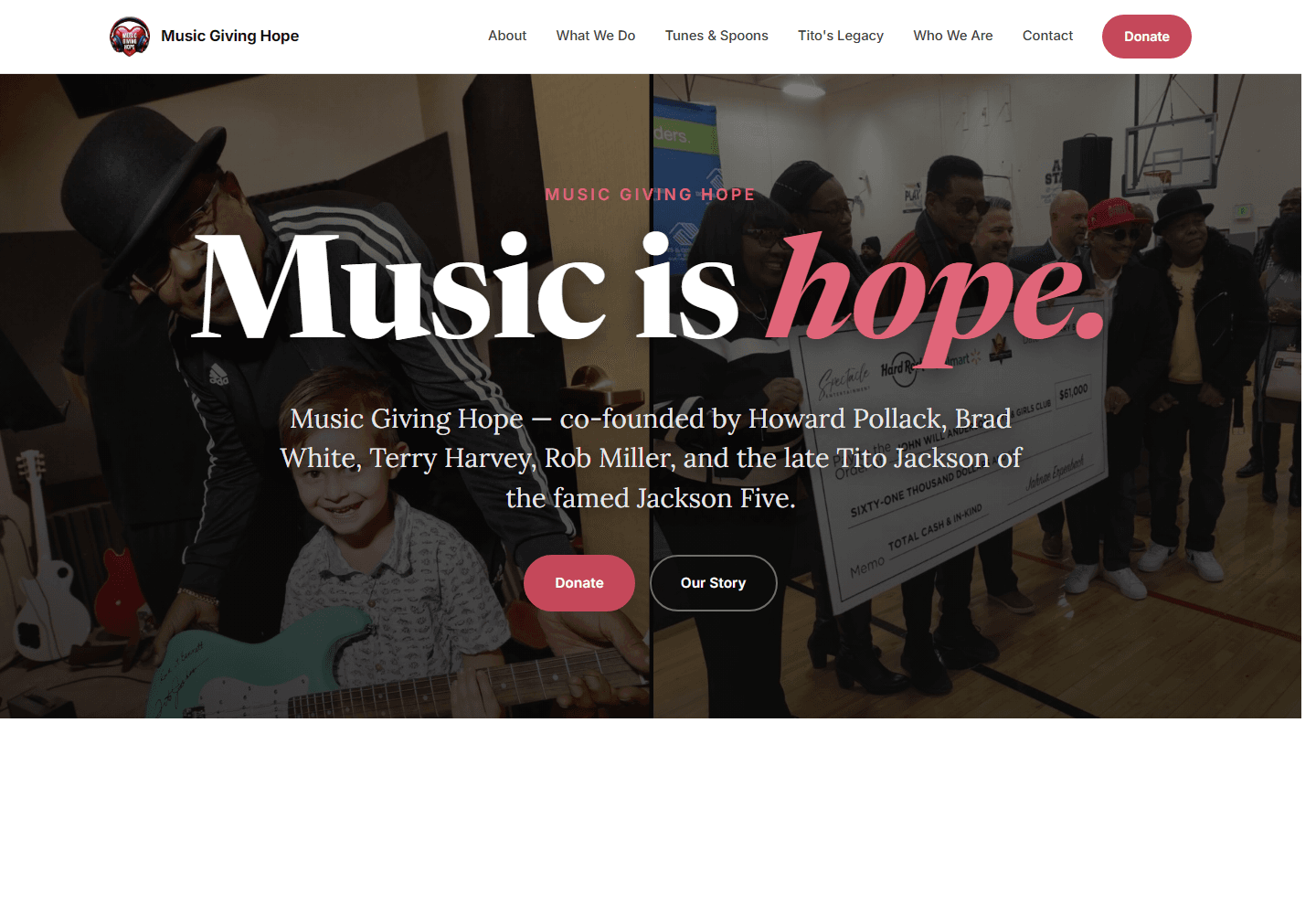 Music Giving Hope website screenshot