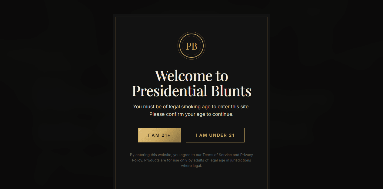 Presidential Blunts website screenshot