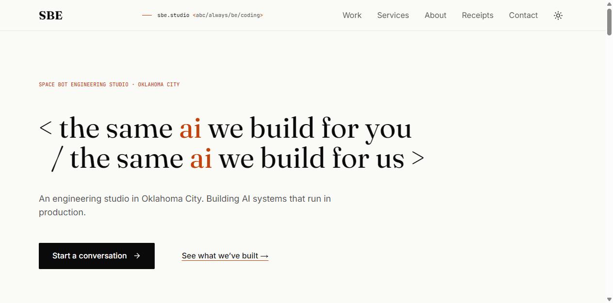 SBE Studio website screenshot