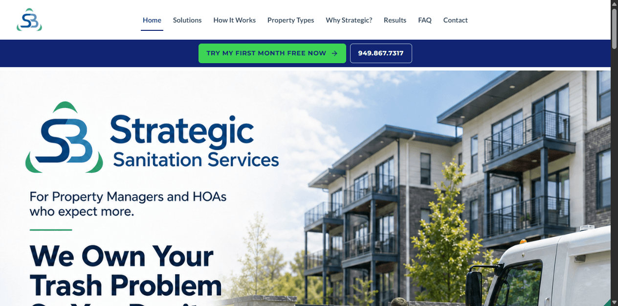 Strategic Sanitation Services website screenshot